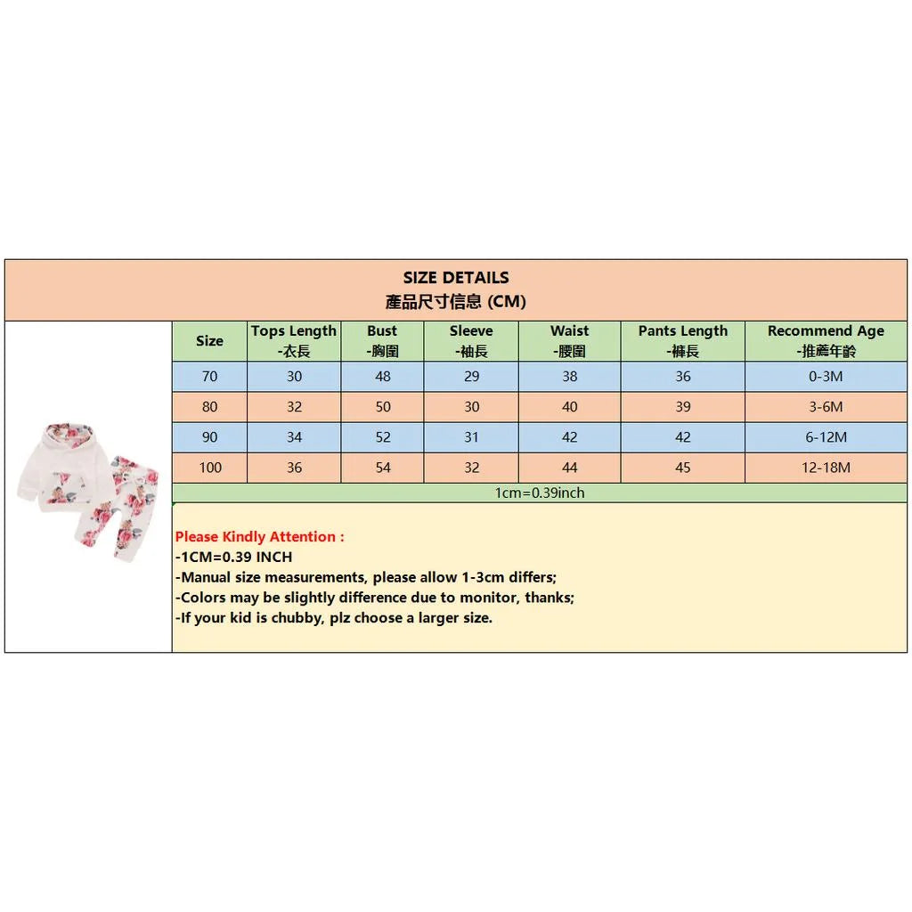 Set Abbigliamento Floreale per Neonata - 3 Pezzi: Felpa con Cappuccio, Pantaloni e Fascia